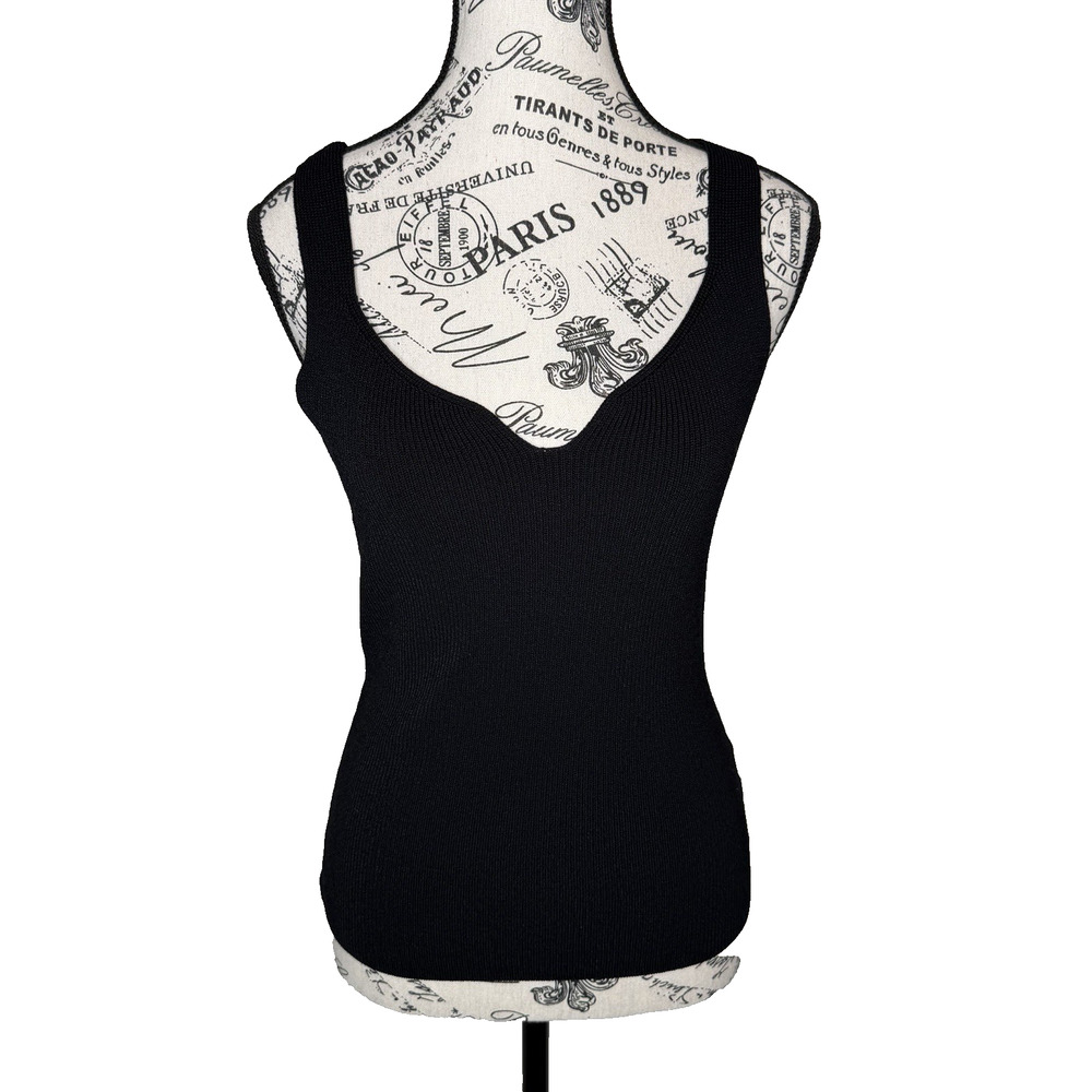 Worthington Women’s Black Knit Tank Top Size Medium Scoop Neck With Notch